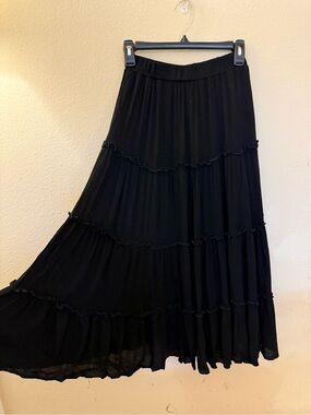 Black Tiered Maxi / Midi Skirt